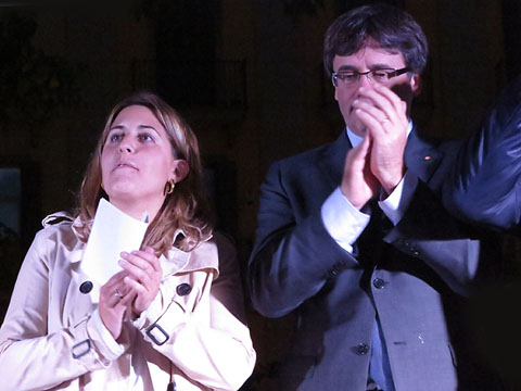 El President Carles Puigdemont i la coordinadora general del PDeCAT, Marta Pascal