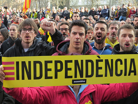 La concentració a Jaume I, davant la subdelegació del govern espanyol