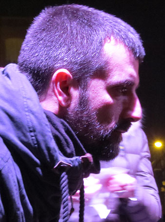 El fotògraf Jordi Borràs, durant la manifestació del vespre