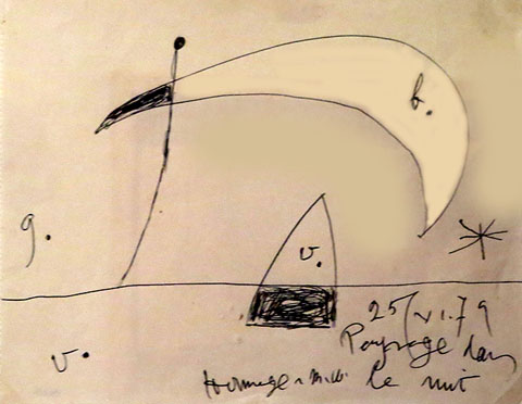 Paysage dans la nuit. Hommage à M.U. Joan Miró. 1979. Bolígraf sobre paper
