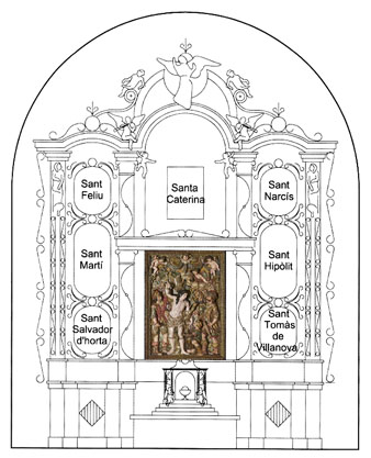 Reconstrucció del retaule de Sant Sebastià d'Anton Barnoia, 1679