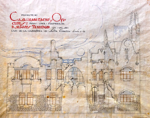 Plànol de la Farinera Teixidor dibuixat per l'arquitecte Rafel Masó. 1910-1911
