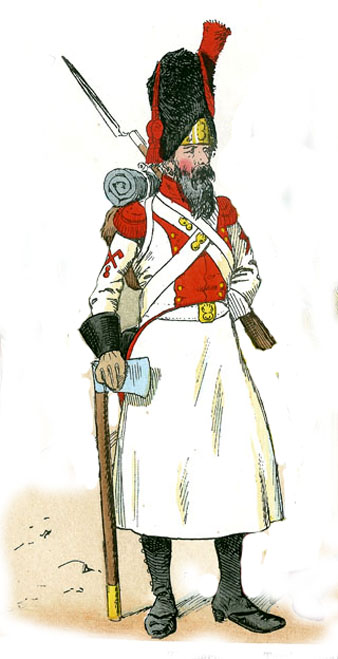 Gastador del 5è regiment d'Infanteria de Línia. Regne d'Itàlia. 1809