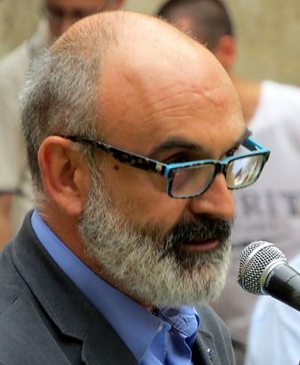 Josep Maria Fonalleras durant la lectura del manifest