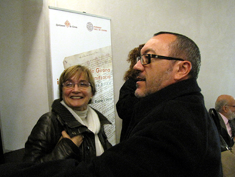 Assumpció Hosta, director del Patronat del Call de Girona, i Albert Riera, gerent de l'ajuntament de Girona, durant la presentació