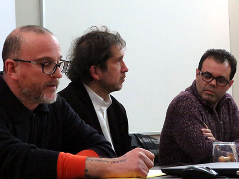Josep Domènech Ponsatí, Joan-Lluís Lluís i Xavier Delòs durant la presentació