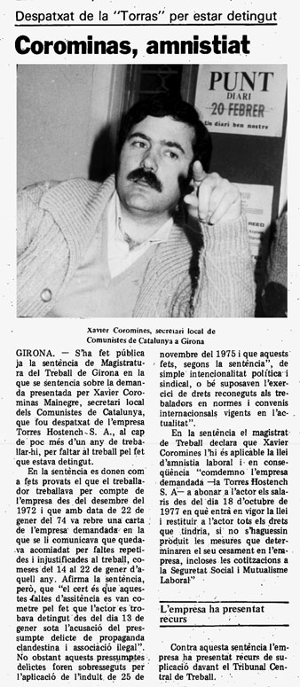 Article publicat al diari El Punt el 19/4/1979
