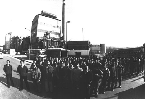 Concentració de treballadors de la fàbrica Torras Hostench. 1979