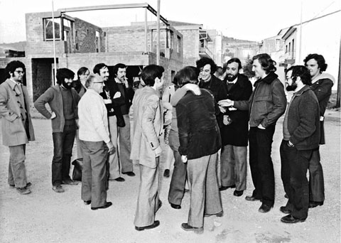 Amics i companys de Corominas el divendres 11 d'abril de 1975, quan li van donar la llibertat