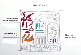 Reproducció dels noms reials del faraó Pepi I gravat al recipient