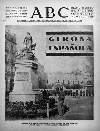 La plaça de la Independència a la portada del periòdic 'ABC' del 12/2/1939