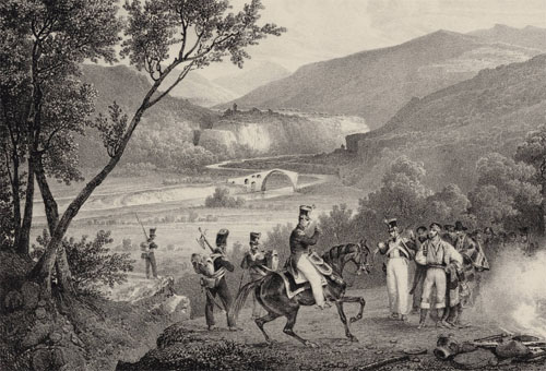 Vue de la vallée de la Fluvia à Castellfollit. 1826-1830