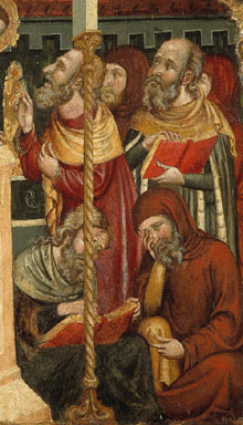 Jueus medievals. Detall de 'Disputa de sant Esteve amb els jueus', Ca. 1340-1360