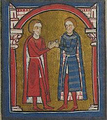 Ponç I d'Empúries jura fidelitat al comte Gilabert II del Rosselló. Segle XII