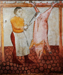 Especejament d'un porc. Gravat del segle XVI
