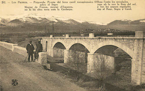 Pont del ferrocarril transpirenaic sobre el Segre. 1900-1930