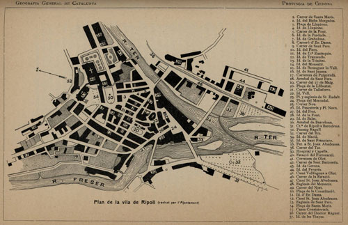 Plan de la vila de Ripoll revisat per l'Ajuntament. 1908