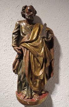 Imatge de Sant Pere. Fusta tallada i policromada. Segle XVIII