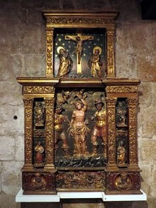Retaule de Sant Sebastià. Segle XVI. Fusta policromada. 220 x 145 x 23,5 cm