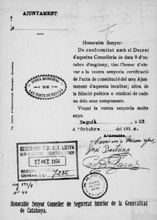 Constitució de l'Ajuntament de Les Fonts de Begudà. 1936