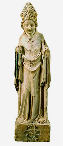 Sant Martí, talla gòtica d’alabastre del segon quart del segle XIV. Museu Episcopal de Vic