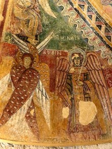Querubí i Sant Miquel. Absis. Pintures murals de Sant Tomàs de Fluvià