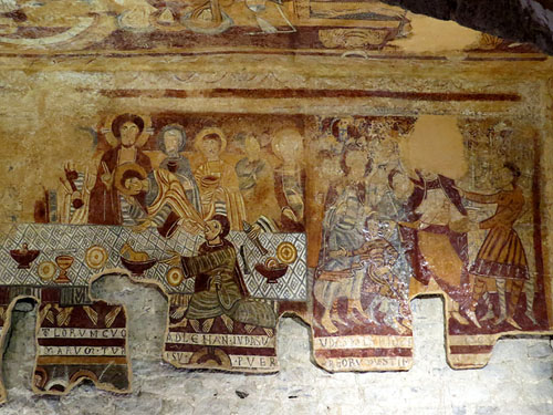 Sant sopar. Nau-evangeli. Detall de les pintures murals de Sant Tomàs de Fluvià
