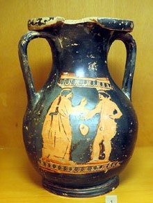 Pelike àtic de figures roges. Urna cinerària de l'enterrament 20. 400-350 aC