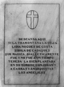 Làpida de Lidia Nogués Sabà, 'Lidia de Cadaqués'. 1989