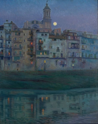 Nit de lluna a Girona. 1917. Oli de Prudenci Bertrana