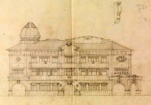 Projecte d'edifici per a Correus presentat per Rafael Masó, no realitzat, 1915