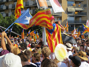 Diada Nacional 2016. Manifestaci&oacute; sotre el lema A punt. Endavant rep&uacute;blica catalana, a Salt