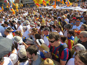 Diada Nacional 2016. Manifestaci&oacute; sotre el lema A punt. Endavant rep&uacute;blica catalana, a Salt