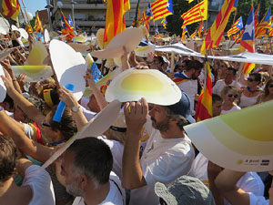 Diada Nacional 2016. Manifestaci&oacute; sotre el lema A punt. Endavant rep&uacute;blica catalana, a Salt