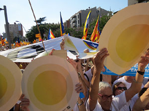 Diada Nacional 2016. Manifestaci&oacute; sotre el lema A punt. Endavant rep&uacute;blica catalana, a Salt