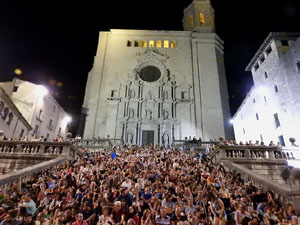 Diada Nacional 2016. X Marxa de Torxes de Girona. Lectura del manifest