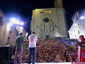Diada Nacional 2016. X Marxa de Torxes de Girona. Lectura del manifest