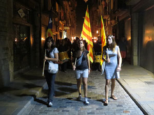 Diada Nacional 2016. X Marxa de Torxes de Girona pels carrers del Barri Vell