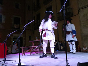 Diada Nacional 2016. X Marxa de Torxes de Girona. Recreaci&oacute; hist&ograve;rica amb el Regiment de Sant Narc&iacute;s i l'actriu Cristina Cervi&agrave;