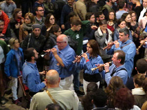 Fires 2016. Castells dins la nau g&ograve;tica de la Catedral de Girona