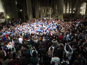 Fires 2016. Castells dins la nau gòtica de la Catedral de Girona