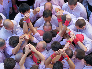 Fires 2016. La Diada Castellera a la plaça del Vi, amb els Marrecs de Salt, els Capgrossos de Mataró i els Minyons de Terrassa
