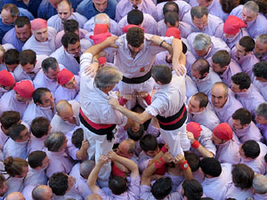 Fires 2016. La Diada Castellera a la plaça del Vi, amb els Marrecs de Salt, els Capgrossos de Mataró i els Minyons de Terrassa