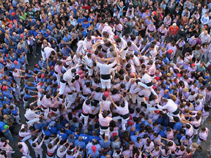 Fires 2016. La Diada Castellera a la plaça del Vi, amb els Marrecs de Salt, els Capgrossos de Mataró i els Minyons de Terrassa
