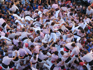 Fires 2016. La Diada Castellera a la plaça del Vi, amb els Marrecs de Salt, els Capgrossos de Mataró i els Minyons de Terrassa