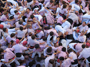 Fires 2016. La Diada Castellera a la plaça del Vi, amb els Marrecs de Salt, els Capgrossos de Mataró i els Minyons de Terrassa