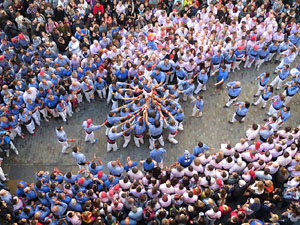 Fires 2016. La Diada Castellera a la plaça del Vi, amb els Marrecs de Salt, els Capgrossos de Mataró i els Minyons de Terrassa