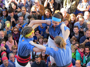 Fires 2016. La Diada Castellera a la plaça del Vi, amb els Marrecs de Salt, els Capgrossos de Mataró i els Minyons de Terrassa