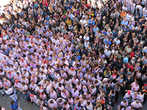 Fires 2016. La Diada Castellera a la plaça del Vi, amb els Marrecs de Salt, els Capgrossos de Mataró i els Minyons de Terrassa