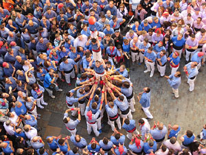 Fires 2016. La Diada Castellera a la plaça del Vi, amb els Marrecs de Salt, els Capgrossos de Mataró i els Minyons de Terrassa